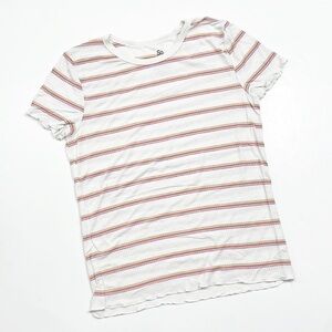 SO rainbow/white striped top